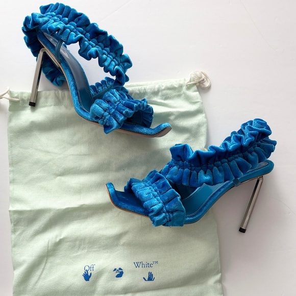 Off White allen curtain velvet ruffle sandals - Picture 2 of 13